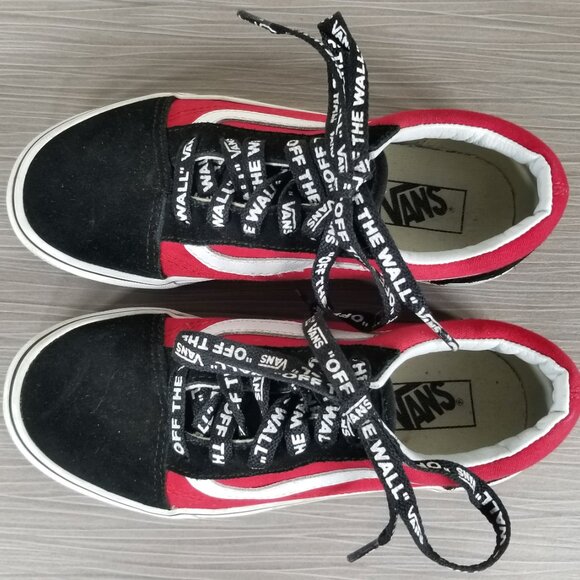 Vans Kids Logo Pop Old Skool Boy's Skate Shoes, Black/Red Little Kid Size 3 / 34 - Picture 10 of 12